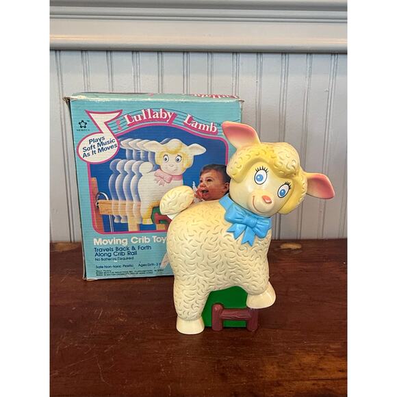 Vintage 1980s Lullaby Lamb Crib Toy Musical Moving Baby Nursery Toy - Picture 3 of 6